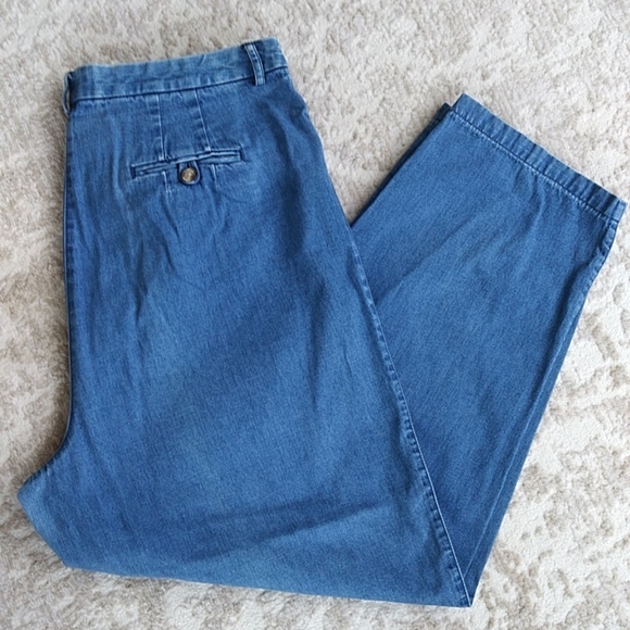 Talbots Distressed Whiskering Cotton Jeans 16 Blue - Picture 4 of 11
